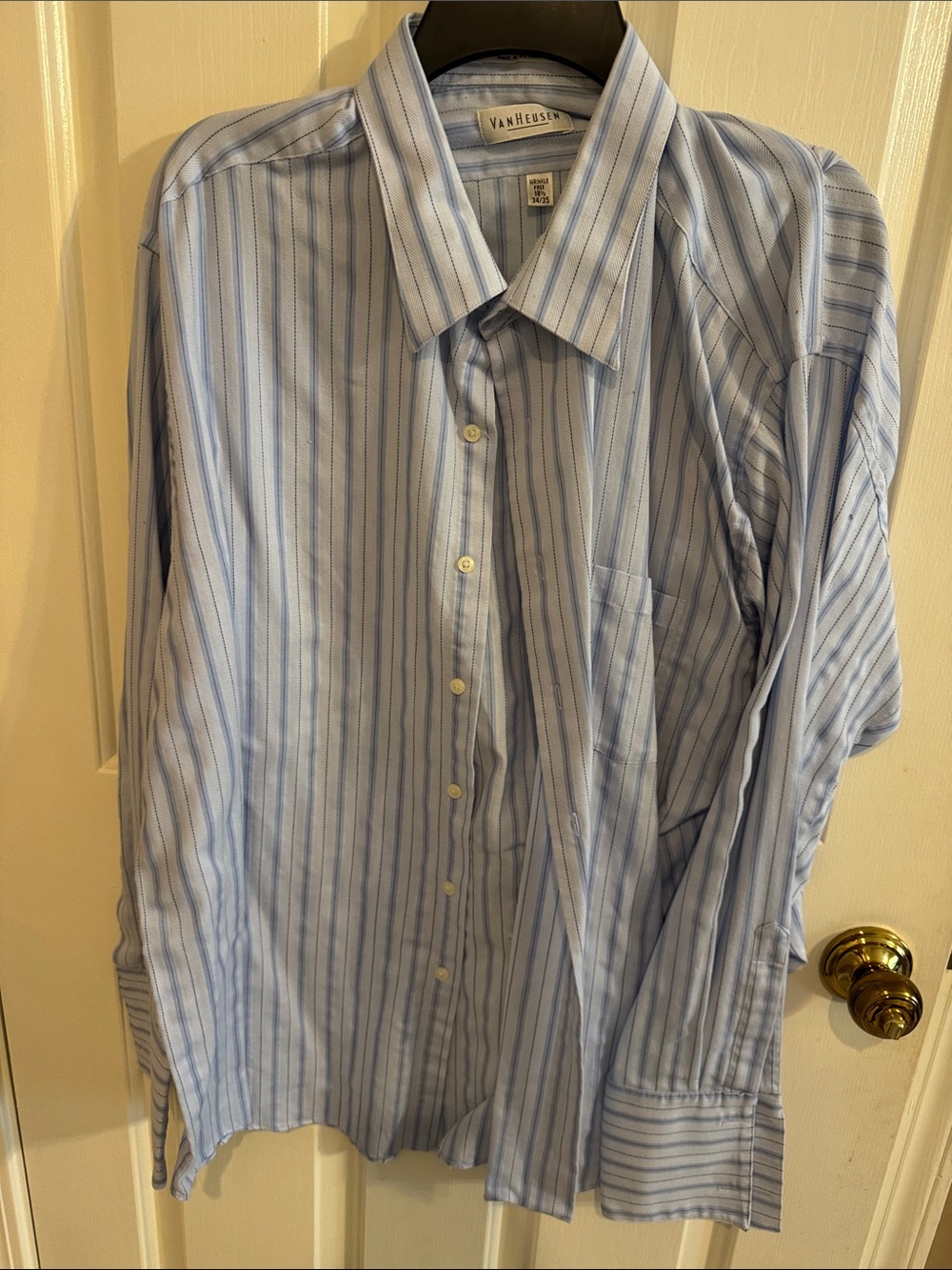 Van Heusen Blue Striped Long Sleeve Dress Shirt